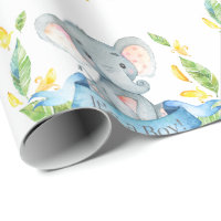 Niedlicher Elefant Baby Boy Blue und Grau