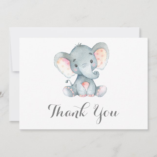 Niedlicher Elefant Baby Grau Dankeskarte (Vorderseite)