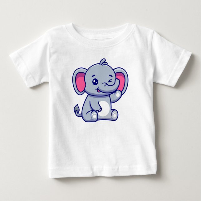 Niedlicher Elefant Baby T-shirt (Vorderseite)