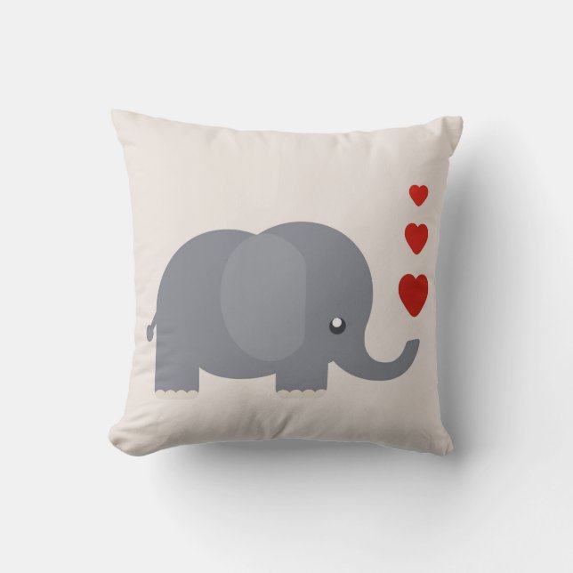 Niedlicher Elefant-Cartoon mit rotem Herzen Kissen (Vorderseite)