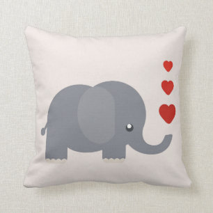 Niedlicher Elefant-Cartoon mit rotem Herzen Kissen