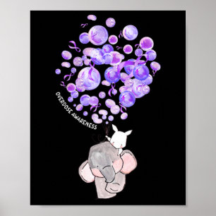 Niedlicher Elefant, der lila Luftballons beim Über Poster