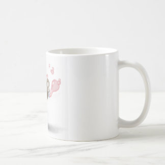 niedlicher Elefant, der rosa Blasen durchbrennt Kaffeetasse
