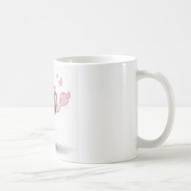 niedlicher Elefant, der rosa Blasen durchbrennt Kaffeetasse (Rechts)
