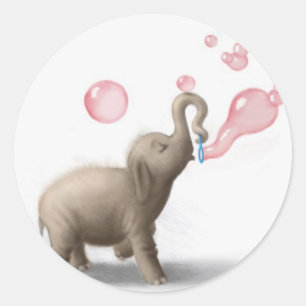 niedlicher Elefant, der rosa Blasen durchbrennt Runder Aufkleber