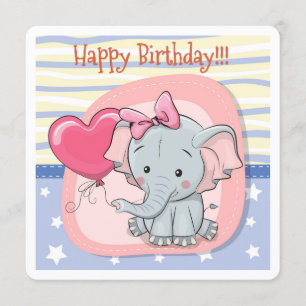 Niedlicher Elefant Einladungskarte zum Geburtstag