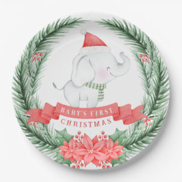 Niedlicher Elefant | Erste Weihnachten des Kindes Pappteller