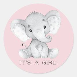 Niedlicher Elefant Es ist ein MÄDCHENsticker Runder Aufkleber