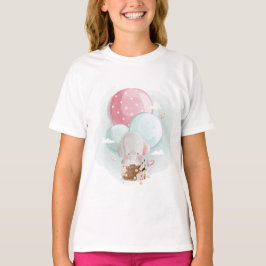 Niedlicher Elefant Flug mit Balloons T-Shirt