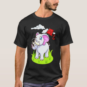 Niedlicher Elefant Flying Kite Animation Kinder Mä T-Shirt