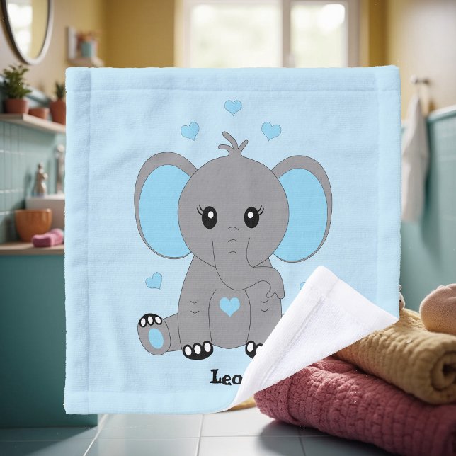 Niedlicher Elefant für Jungen in blau Waschlappen (Von Creator hochgeladen)