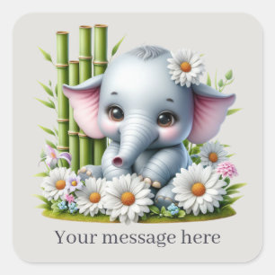 Niedlicher Elefant für kleine Mädchen Quadratischer Aufkleber