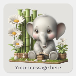 Niedlicher Elefant für kleine Mädchen Quadratischer Aufkleber