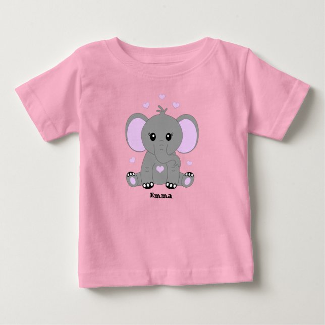 Niedlicher Elefant für Mädchen in rosa Baby T-shirt (Vorderseite)
