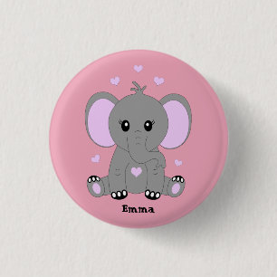 Niedlicher Elefant für Mädchen in rosa Button