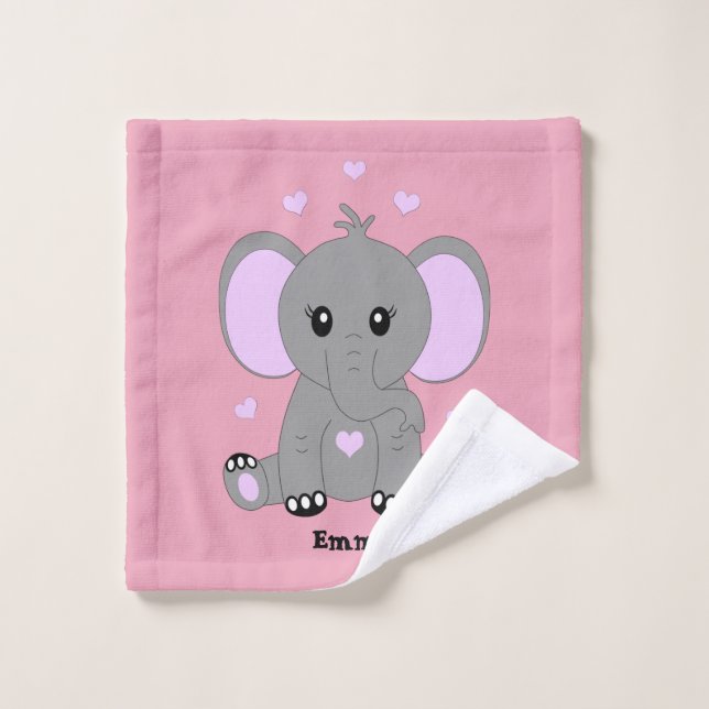 Niedlicher Elefant für Mädchen in rosa Waschlappen (Waschlappen)
