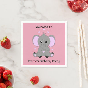 Niedlicher Elefant für Mädchen zum Geburtstag Serviette