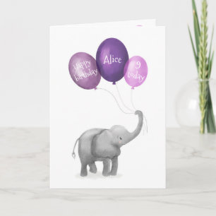 Niedlicher Elefant Geburtstagskarte (lila) Karte