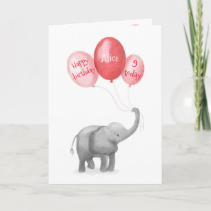 Niedlicher Elefant Geburtstagskarte (pink) Karte