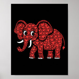 Niedlicher Elefant Heart Kids Mens Womens Valentin Poster