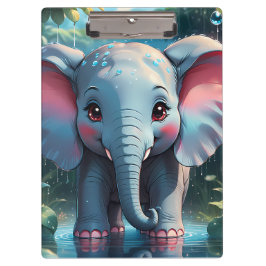 Niedlicher Elefant im Regen Klemmbrett