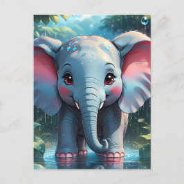 Niedlicher Elefant im Regen Postkarte