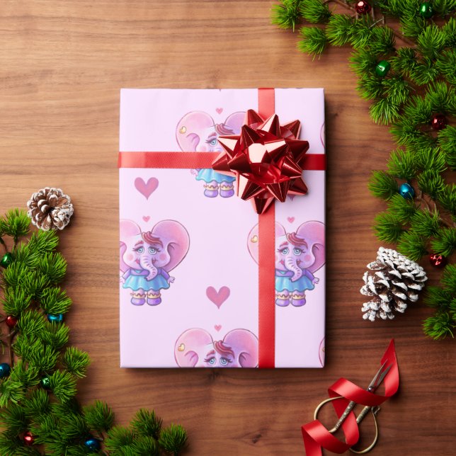 Niedlicher Elefant in der Liebe Geschenkpapier (Feiertagsgeschenk)
