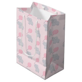 Niedlicher Elefant mit Ballon | Baby Girl Mittlere Geschenktüte