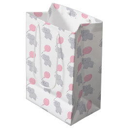 Niedlicher Elefant mit Ballon | Baby Girl Mittlere Geschenktüte