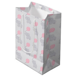 Niedlicher Elefant mit Ballon | Baby Girl Mittlere Geschenktüte