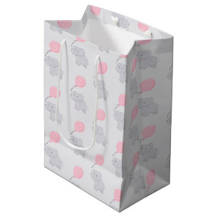 Niedlicher Elefant mit Ballon   Baby Girl Mittlere Geschenktüte