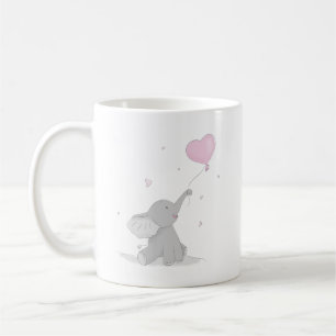 Niedlicher Elefant mit Balloon Baby Dusche Kaffeetasse