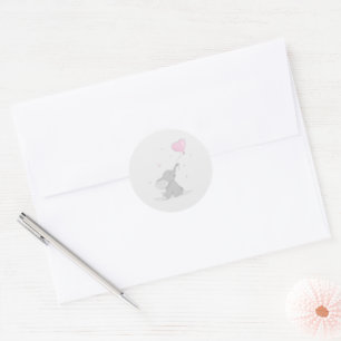 Niedlicher Elefant mit Balloon Baby Dusche Runder Aufkleber