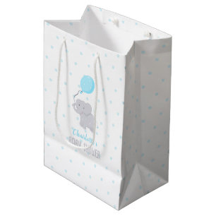 Niedlicher Elefant mit Balloon Baby Shower Boy Mittlere Geschenktüte
