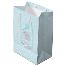 Niedlicher Elefant mit Balloon Baby Shower Boy Mittlere Geschenktüte