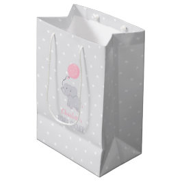 Niedlicher Elefant mit Balloon Baby Shower Girl Mittlere Geschenktüte