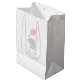Niedlicher Elefant mit Balloon Baby Shower Girl Mittlere Geschenktüte
