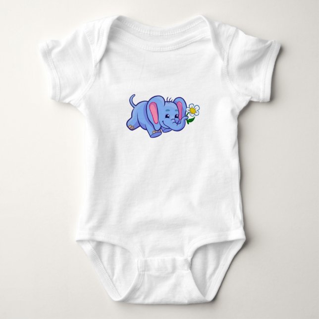 Niedlicher Elefant mit Blume, Baby Bodysuit Baby Strampler (Vorderseite)
