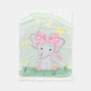 Niedlicher Elefant mit einem rosa Bug in einer Lic Fleecedecke