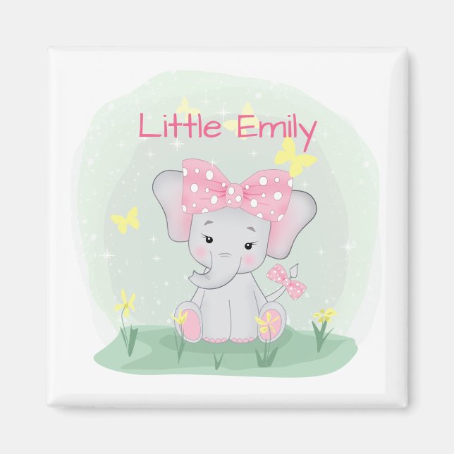 Niedlicher Elefant mit einem rosa Bug in einer Lic Magnet (Vorne)
