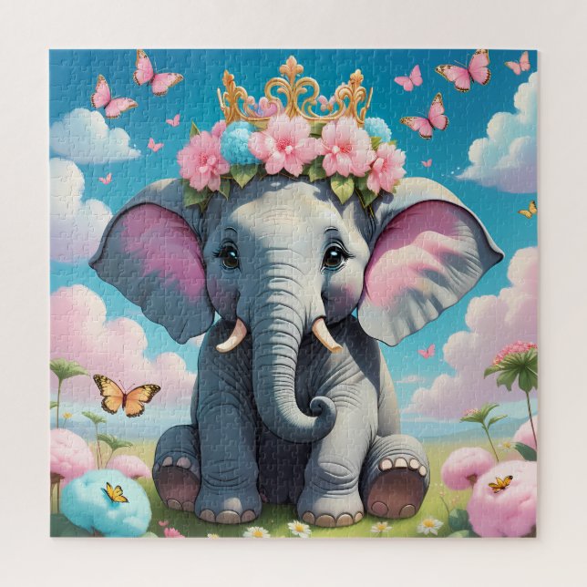 Niedlicher Elefant mit einer Blume (Vertikal)