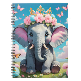 Niedlicher Elefant mit einer Blume Notizblock