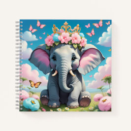 Niedlicher Elefant mit einer Blume Notizbuch