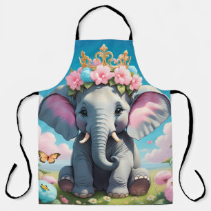 Niedlicher Elefant mit einer Blume Schürze