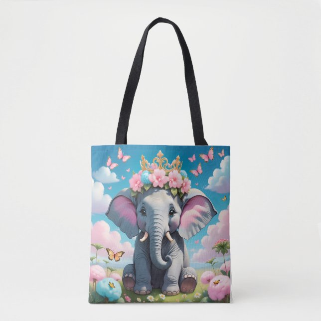 Niedlicher Elefant mit einer Blume Tasche (Vorderseite)