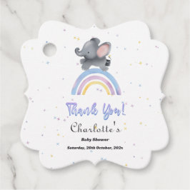 Niedlicher Elefant mit farbenfroher Rainbow Baby-D Geschenkanhänger