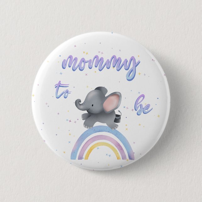 Niedlicher Elefant mit farbenfroher Regenbogen-Mom Button (Vorderseite)