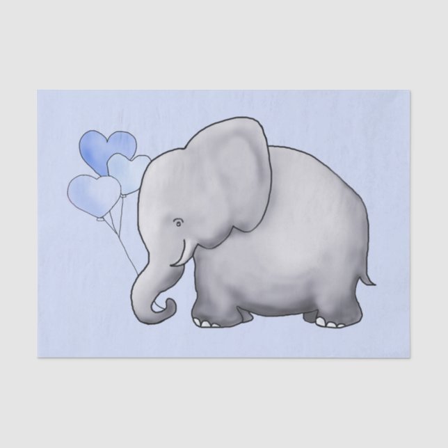 Niedlicher Elefant mit Herzen steigt Seidenpapier (Vorderseite)