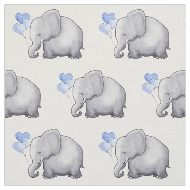 Niedlicher Elefant mit Herzen steigt Stoff (Muster)
