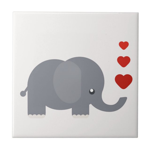 Niedlicher Elefant mit herzlicher, skurriler Liebe Fliese (Vorderseite)